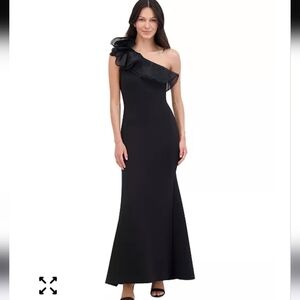 $208 Eliza J Women One-Shoulder Rosette-Detail Evening Gown Sz 12 NWT Old Money